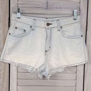 CAR MAR  Light Wash Jean Shorts with Dark Stitching & Frayed Hem-25